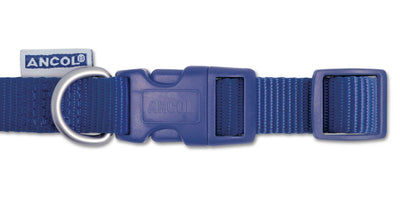 Ancol Viva Nylon Quick Fit Adj Collar Blue 15mm X20-30cm Sz1-2